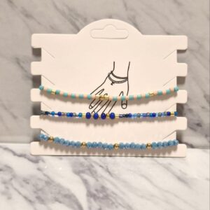 Set de Pulseras Artesanales "Trío Harmony" - Pack de 3 en Azul, Nude y Oro