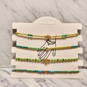 Set de Pulseras Artesanales "Golden Glow" - Pack de 4 con Baño Dorado y Cuentas de Cristal