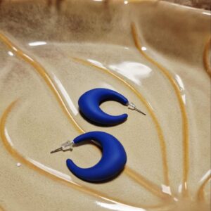 Pendientes de Acero Inoxidable "Electric Blue" - Aros Gruesos con Acabado Mate