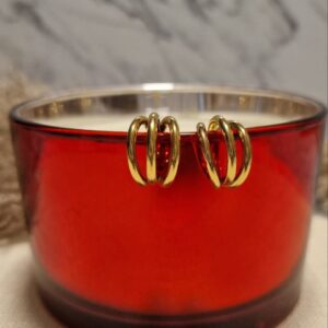 Pendientes de Acero Inoxidable "Golden Trinity" - Aros de Triple Banda Pulida