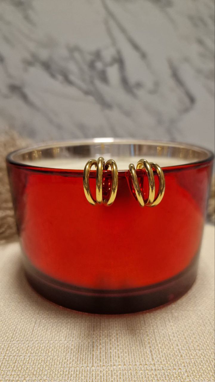 Pendientes de Acero Inoxidable "Golden Trinity" - Aros de Triple Banda Pulida