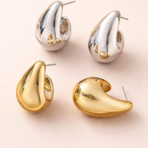 Pendientes de Acero Inoxidable "Liquid Drop" - Diseño de Gota Pulida en Oro y Plata